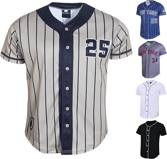 Custom Men's Full Button Short Sleeve Baseball Jerseys