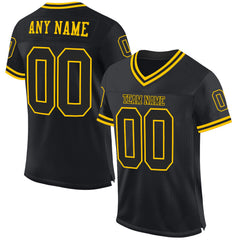 Custom Black Black-gold Mesh Authentic Throwback Football Team Jersey