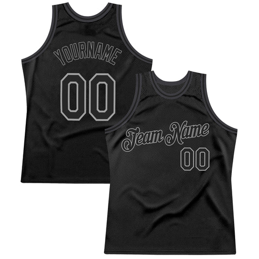 Custom Black Black-gray Authentic Throwback Basketball Team Jersey