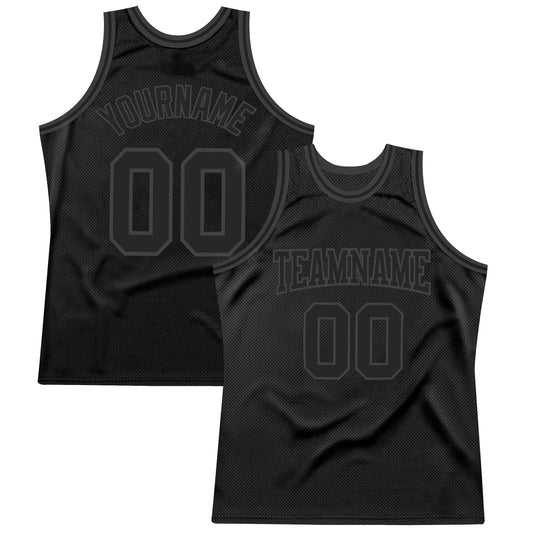 Custom Black Black-steel Gray Authentic Throwback Basketball Team Jersey