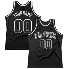 Custom Black Black-white Authentic Throwback Basketball Team Jersey