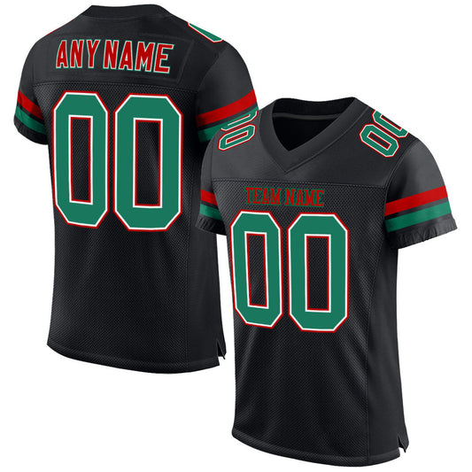 Custom Black Kelly Green-red Mesh Authentic Football Team Jersey