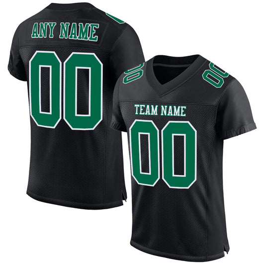 Custom Men's Black Kelly Green-white Mesh Authentic Football Team Jersey