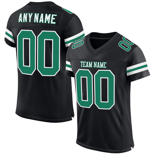 Custom Black Kelly Green-white Mesh Authentic Football Team Jersey