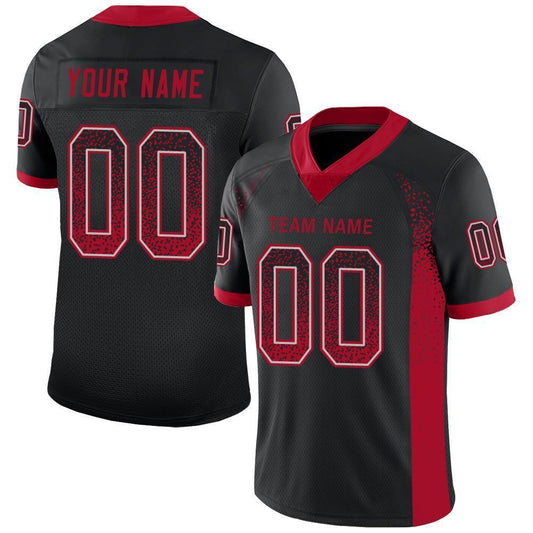 Custom Black Red-gray Mesh Drift Fashion Football Team Jersey