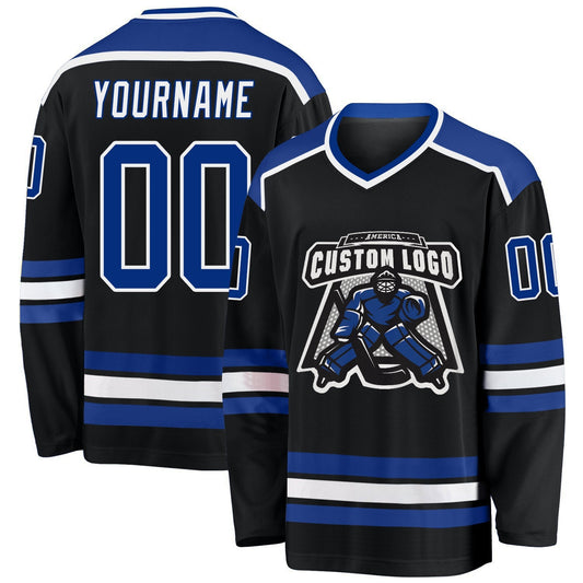 Custom Black Royal-white Hockey Team Jersey