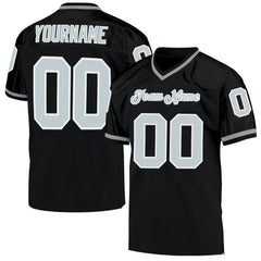 Custom Black Silver-white Mesh Authentic Throwback Football Team Jersey