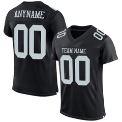 Custom Black Silver Mesh Authentic Football Team Jersey