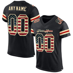 Custom Black Vintage Usa Flag-cream Mesh Authentic Football Team Jersey