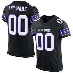 Custom Black White-purple Mesh Authentic Football Team Jersey