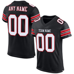 Custom Black White-red Mesh Authentic Football Team Jersey