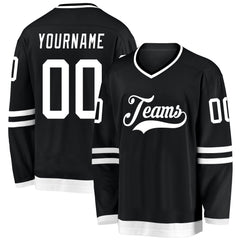 Custom Black White Hockey Team Jersey