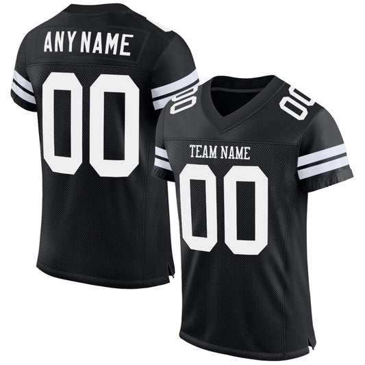 Custom Men's Black White Mesh Authentic Football Team Jersey