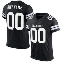 Custom Men's Black White Mesh Authentic Football Team Jersey