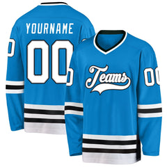 Custom Blue White-black Hockey Team Jersey