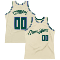 Custom Cream Hunter Green-royal Authentic Throwback Basketball Team Jersey