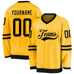 Custom Gold Black Hockey Team Jersey