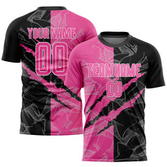 Custom Graffiti Pattern Pink Black-white Sublimation Soccer Uniform Team Jersey