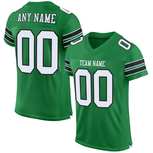 Custom Grass Green White-black Mesh Authentic Football Team Jersey