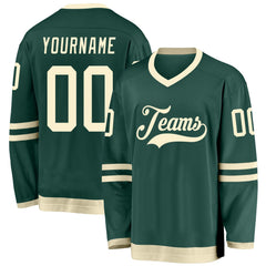 Custom Green Cream Hockey Team Jersey