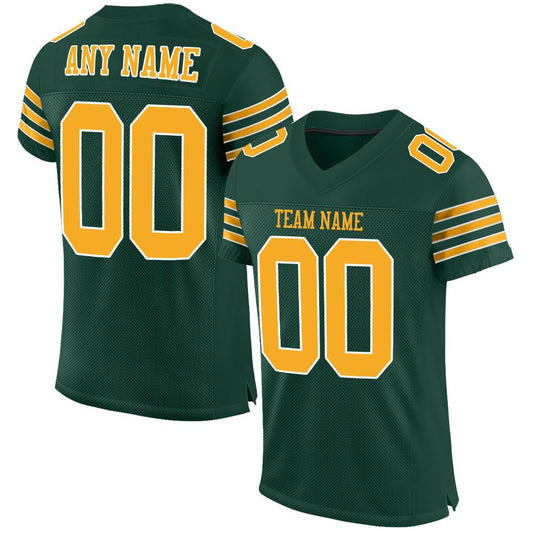 Custom Green Gold-white Mesh Authentic Football Team Jersey