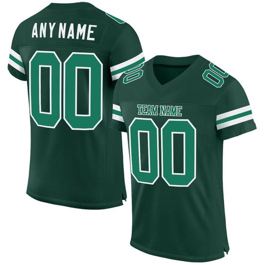 Custom Green Kelly Green-white Mesh Authentic Football Team Jersey