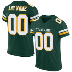 Custom Green White-gold Mesh Authentic Football Team Jersey