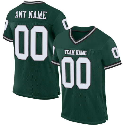 Custom Green White-gray Mesh Authentic Throwback Football Team Jersey