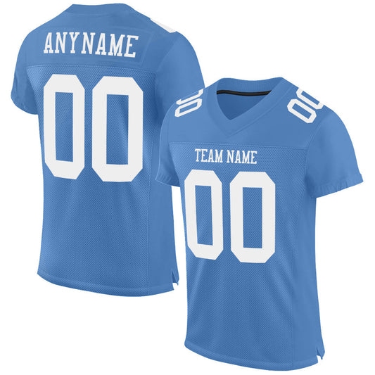 Custom Light Blue White Mesh Authentic Football Team Jersey