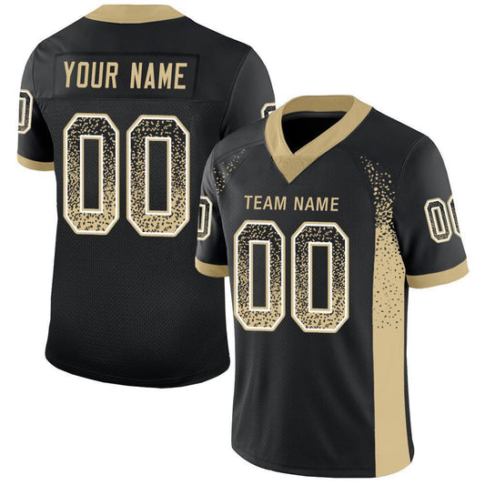 Custom Men's Black Vegas Gold-white Mesh Drift Fashion Football Team Jersey