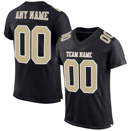 Custom Men's Black Vegas Gold White Mesh Authentic Football Team Jersey